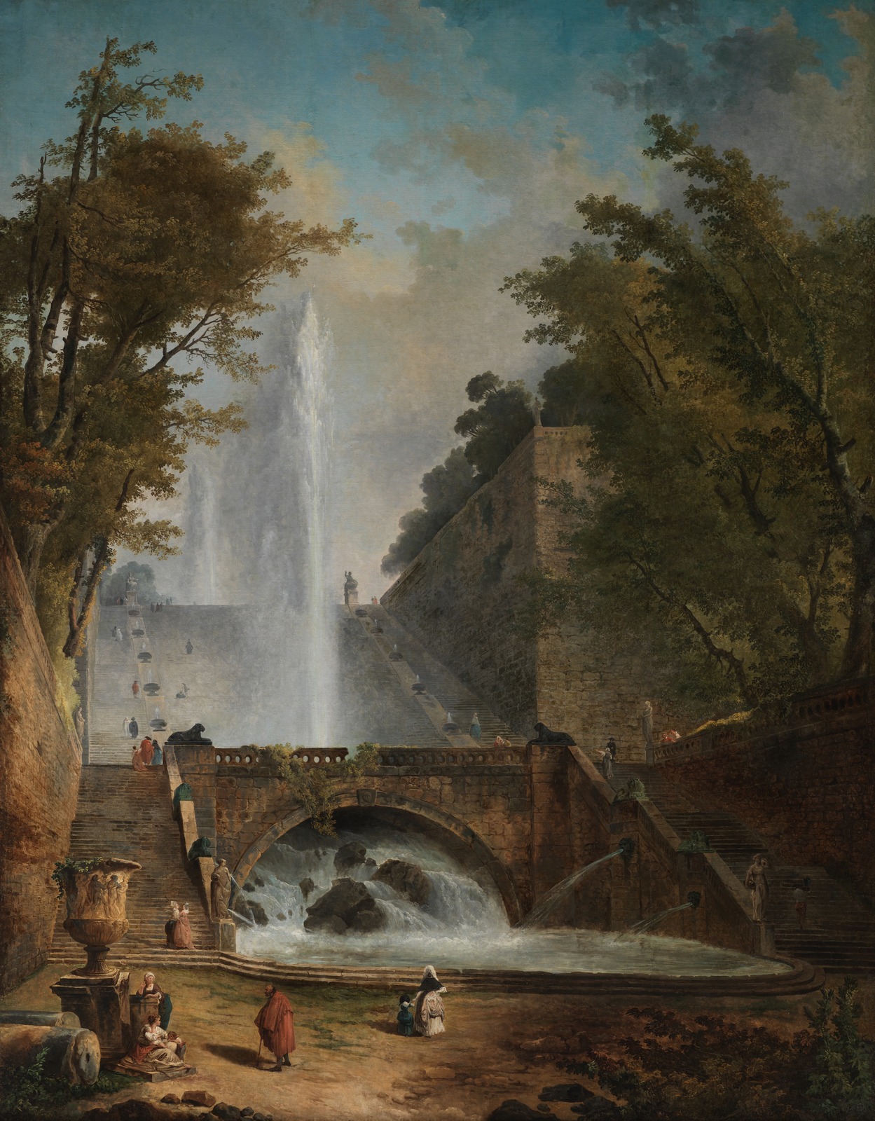 Hubert Robert, Stair and Fountain in the Park of a Roman Villa — silhouette for Carl Young's Fons et Origo